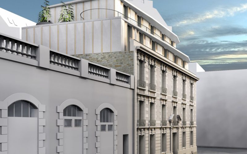 Reconversion de bureaux avec extension pour création de 13 logements - Paris 9ème